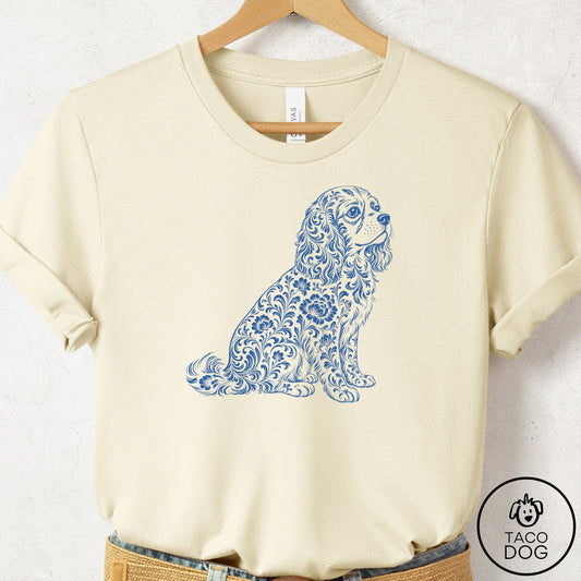 Cavalier King Charles Spaniel Toile T-Shirt Natural Taco-Dog