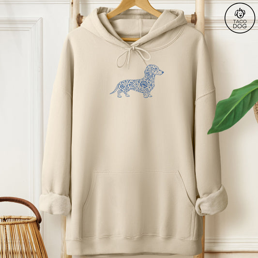 Dachshund Toile Hoodie Sand Taco-Dog