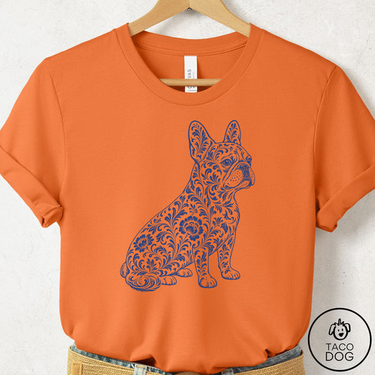 French Bulldog Frenchie Toile T-Shirt Burnt Orange Taco-Dog