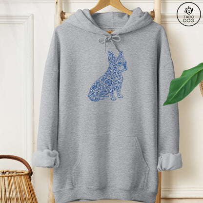 French Bulldog Frenchie Toile Hoodie Graphite Heather Taco-Dog