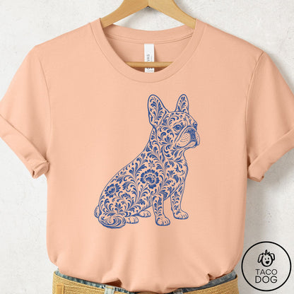 French Bulldog Frenchie Toile T-Shirt Peach Taco-Dog