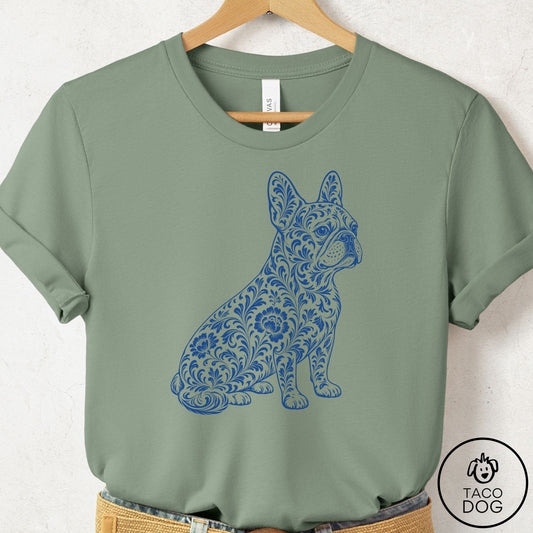 French Bulldog Frenchie Toile T-Shirt Sage Taco-Dog