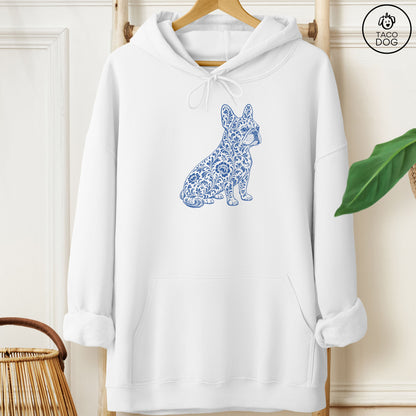 French Bulldog Frenchie Toile Hoodie White Taco-Dog