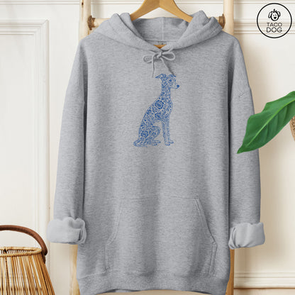 Italian Greyhound Whippet Toile Hoodie Graphite Heather Taco-Dog