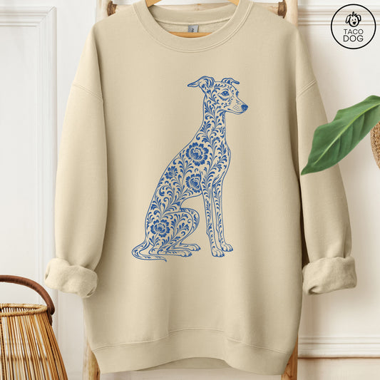 Italian Greyhound Whippet Toile Sweatshirt Sand Taco-Dog