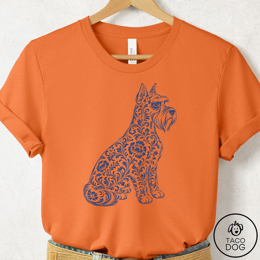 Schnauzer Toile T-Shirt Burnt Orange Taco-Dog