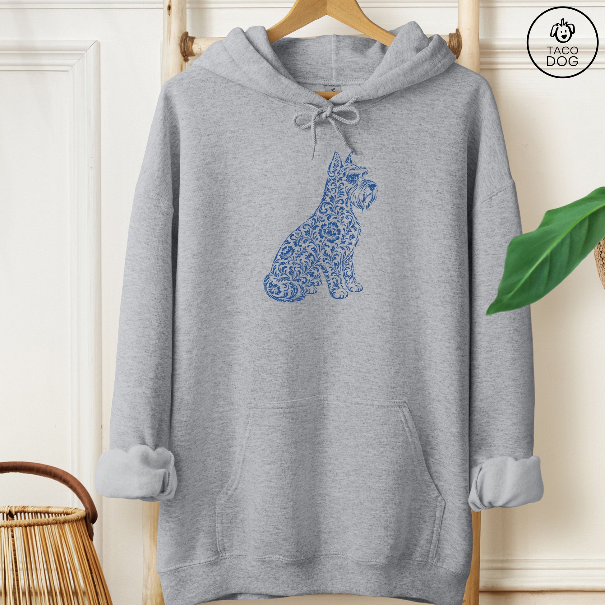 Schnauzer Toile Hoodie Graphite Heather Taco-Dog