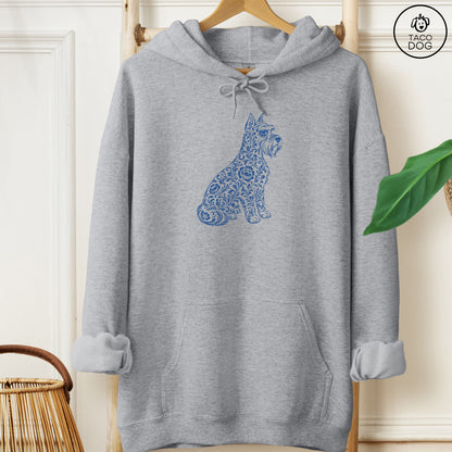 Schnauzer Toile Hoodie Graphite Heather Taco-Dog