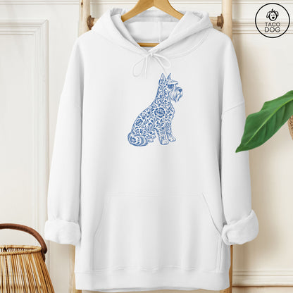 Schnauzer Toile Hoodie White Taco-Dog