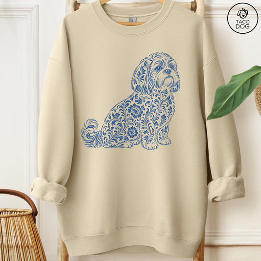 Shih Tzu Toile Sweatshirt Sand Taco-Dog