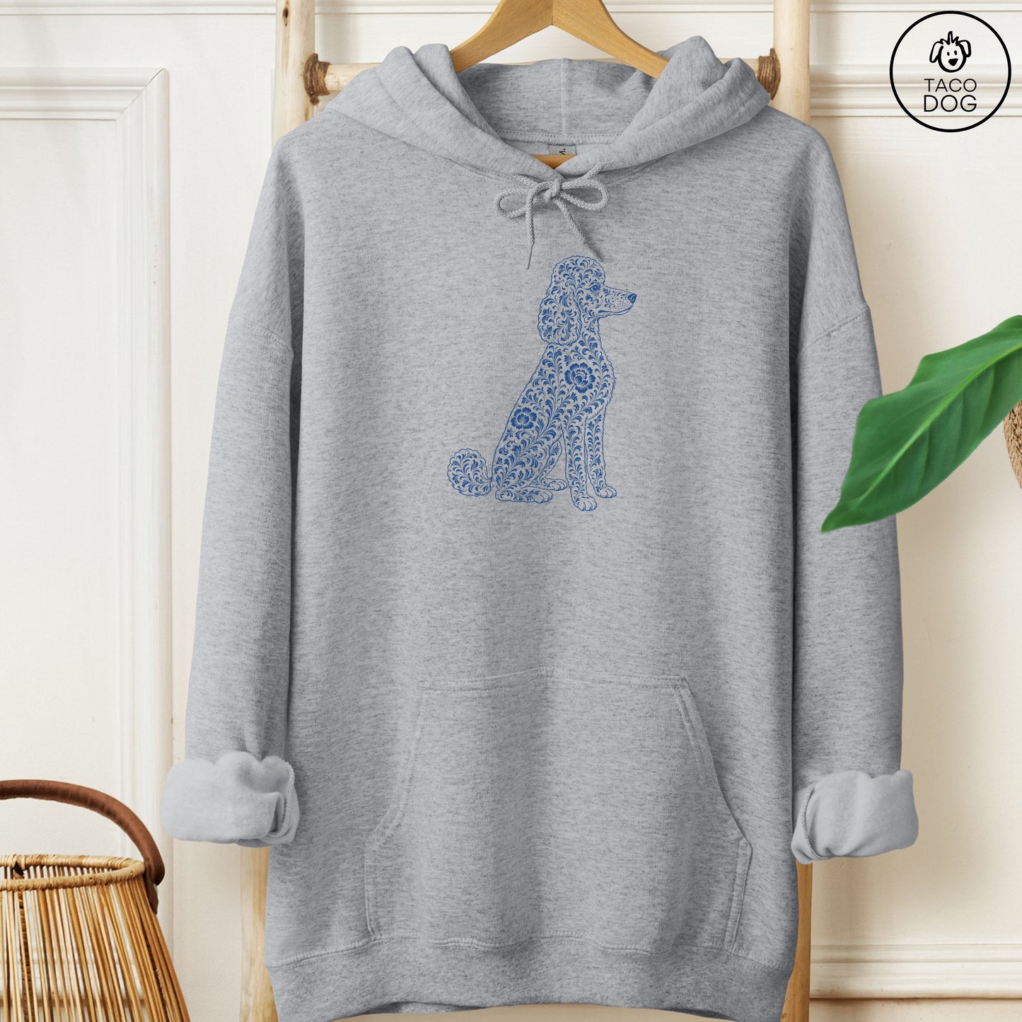 Poodle Toile Hoodie Graphite Heather Taco-Dog
