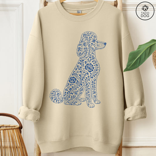 Poodle Toile Sweatshirt Sand Taco-Dog
