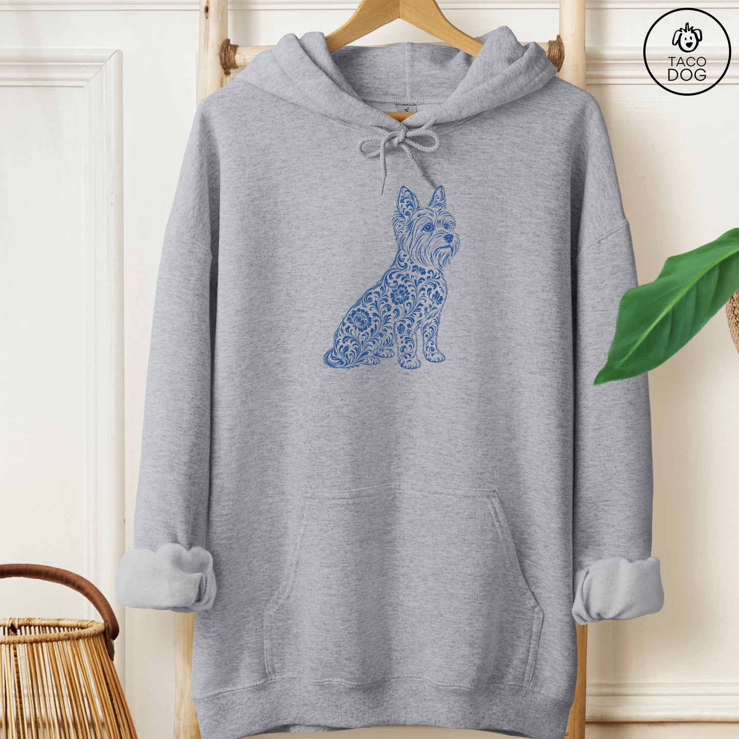 Yorkshire Terrier Yorkie Toile Hoodie Graphite Heather Taco-Dog