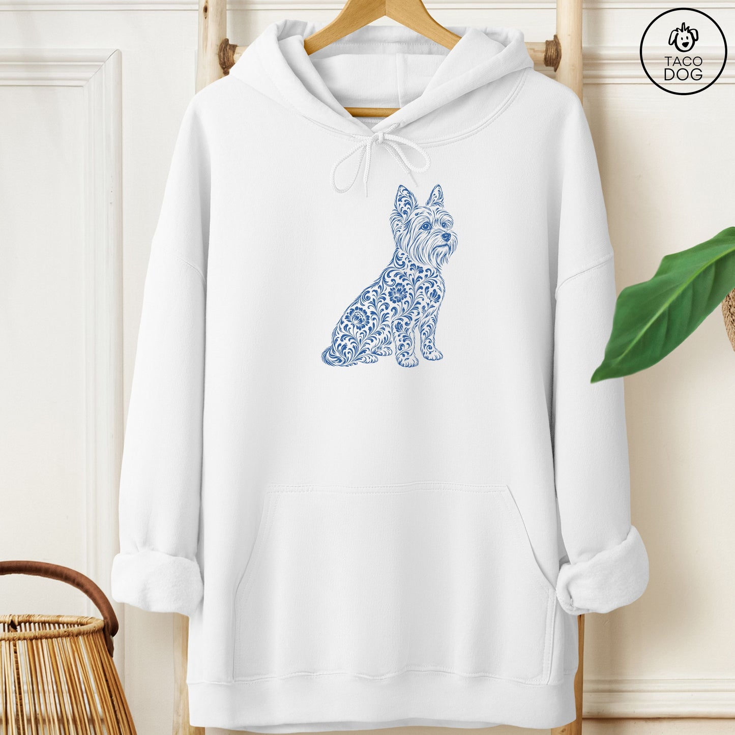 Yorkshire Terrier Yorkie Toile Hoodie White Taco-Dog