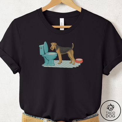 Airedale Toilet T-Shirt Black Taco-Dog