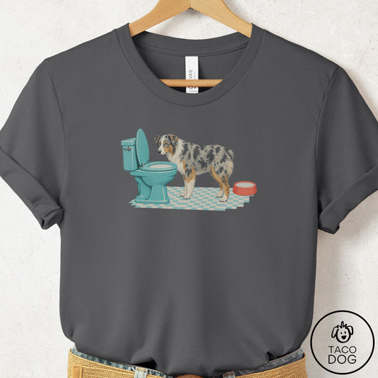 Australian Shepherd Toilet T-Shirt Asphalt Taco-Dog