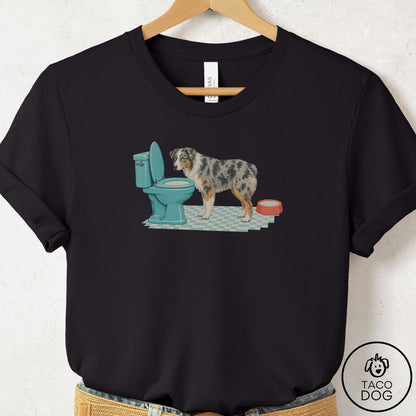 Australian Shepherd Toilet T-Shirt Black Taco-Dog