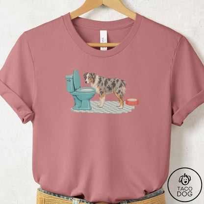 Australian Shepherd Toilet T-Shirt Mauve Taco-Dog