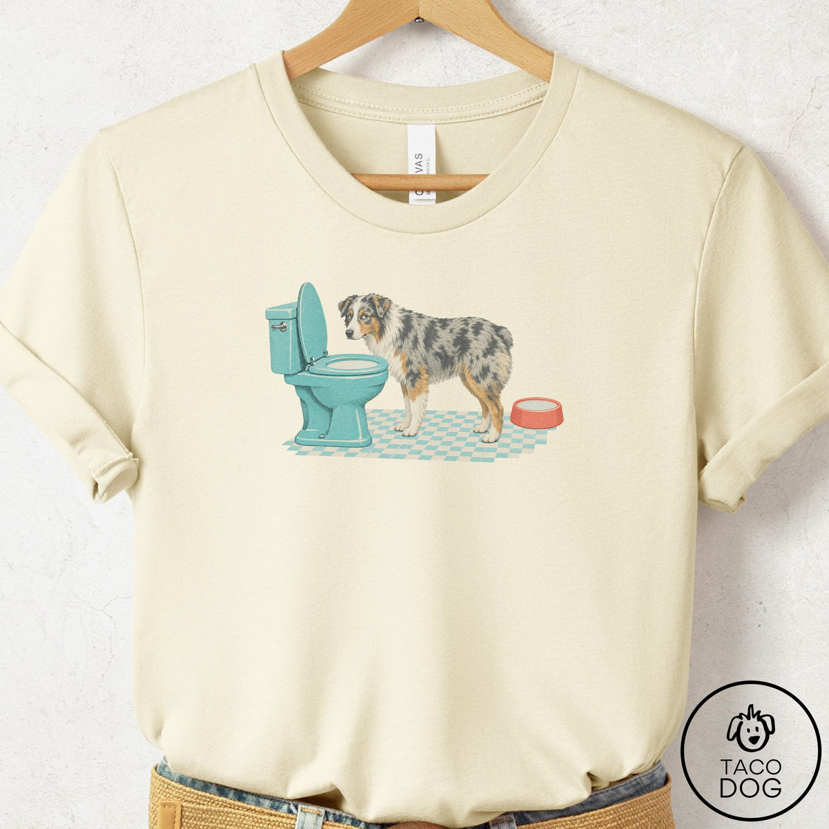 Australian Shepherd Toilet T-Shirt Natural Taco-Dog