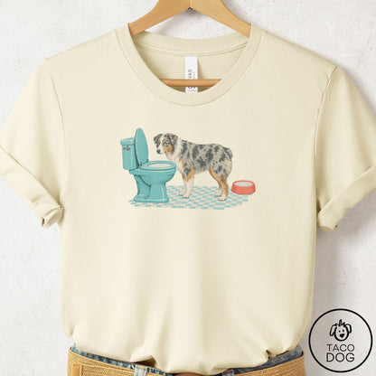 Australian Shepherd Toilet T-Shirt Natural Taco-Dog
