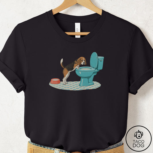 Beagle Toilet T-Shirt Black Taco-Dog