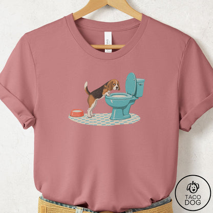 Beagle Toilet T-Shirt Mauve Taco-Dog