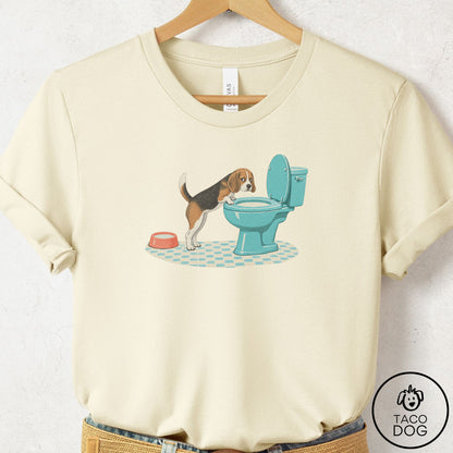Beagle Toilet T-Shirt Natural Taco-Dog