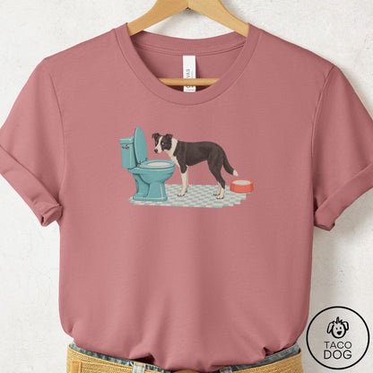Border Collie Toilet T-Shirt Mauve Taco-Dog