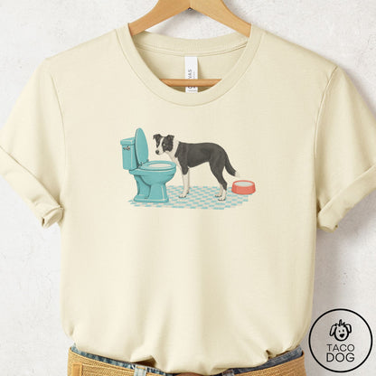 Border Collie Toilet T-Shirt Natural Taco-Dog