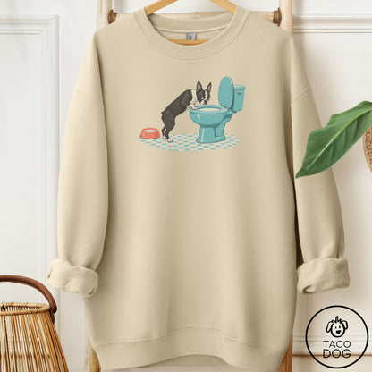 Boston Terrier Toilet Sweatshirt Sand Taco-Dog