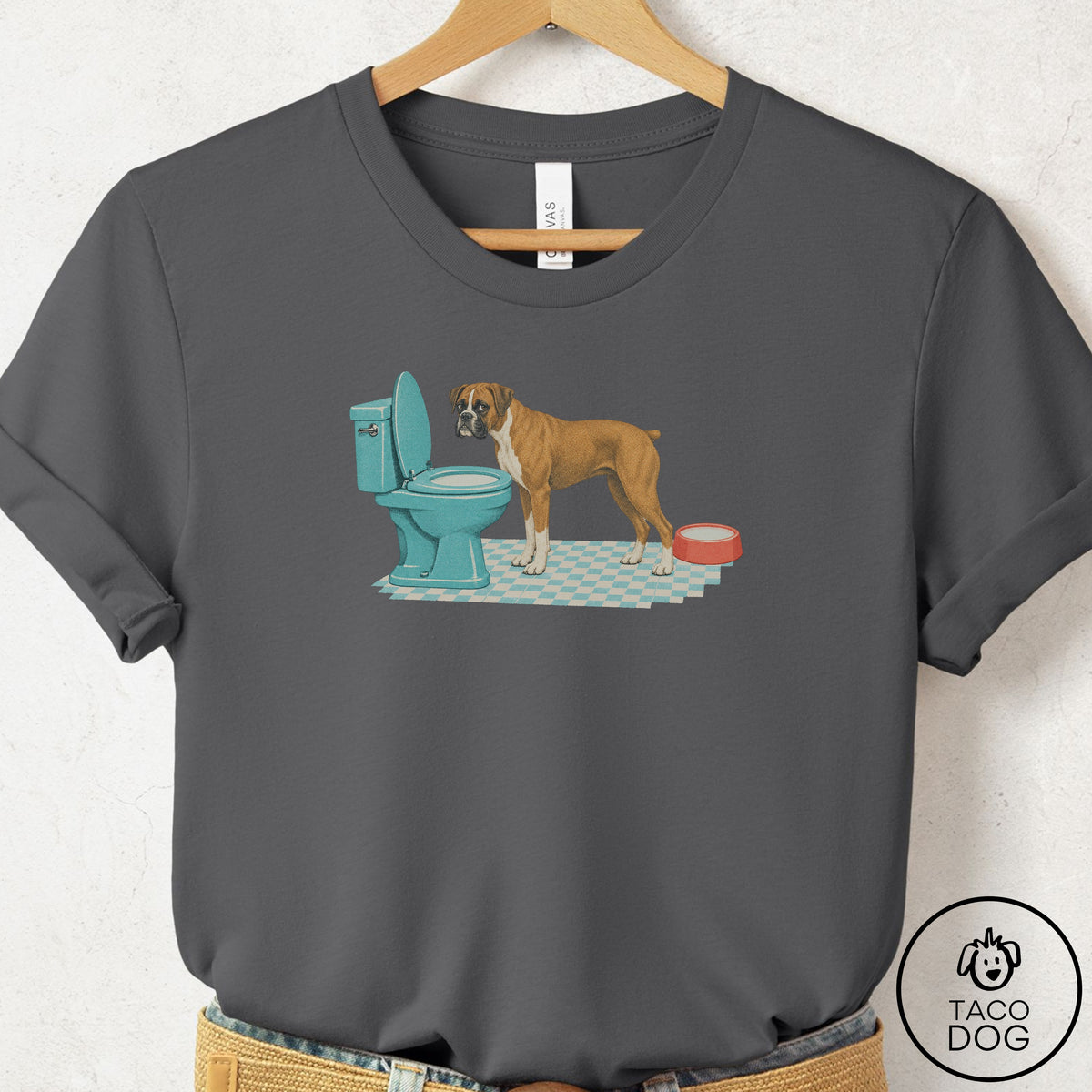 Boxer Toilet T-Shirt Asphalt Taco-Dog