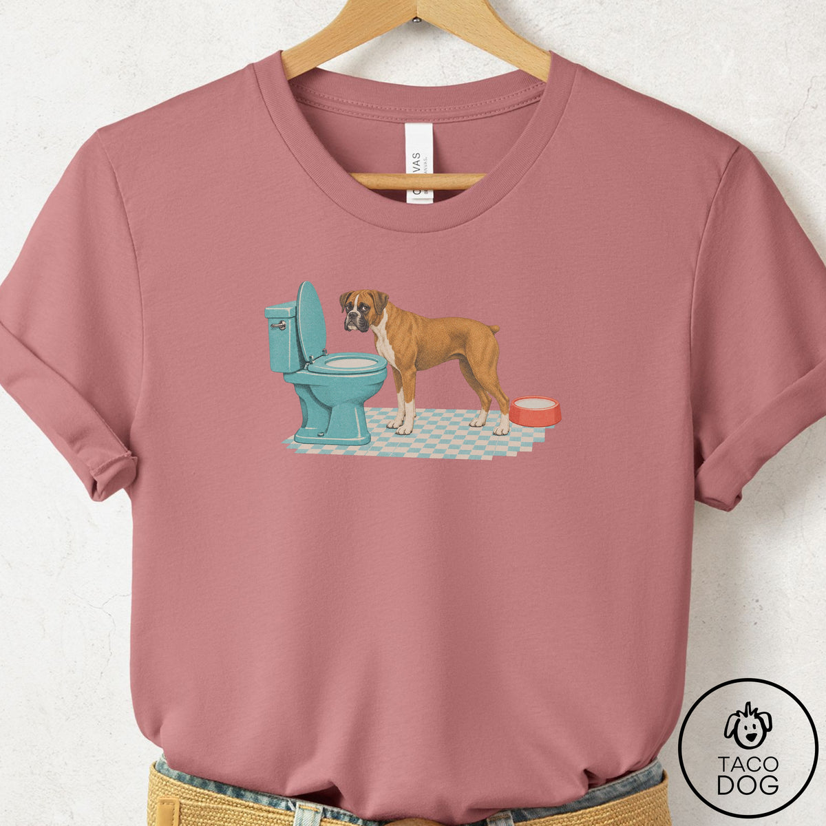 Boxer Toilet T-Shirt Mauve Taco-Dog
