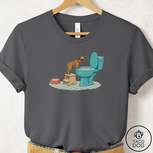 Brussels Griffon Toilet T-Shirt Asphalt Taco-Dog