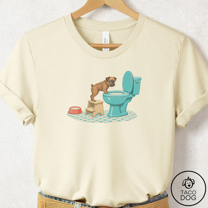 Brussels Griffon Toilet T-Shirt Natural Taco-Dog