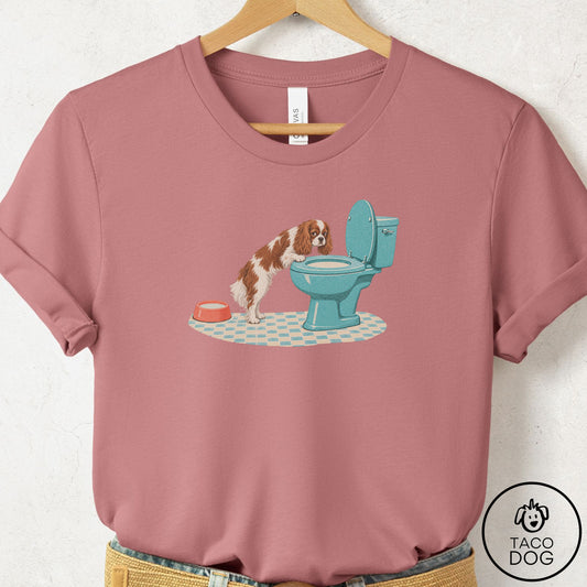 Cavalier King Charles Spaniel Toilet T-Shirt Mauve Taco-Dog