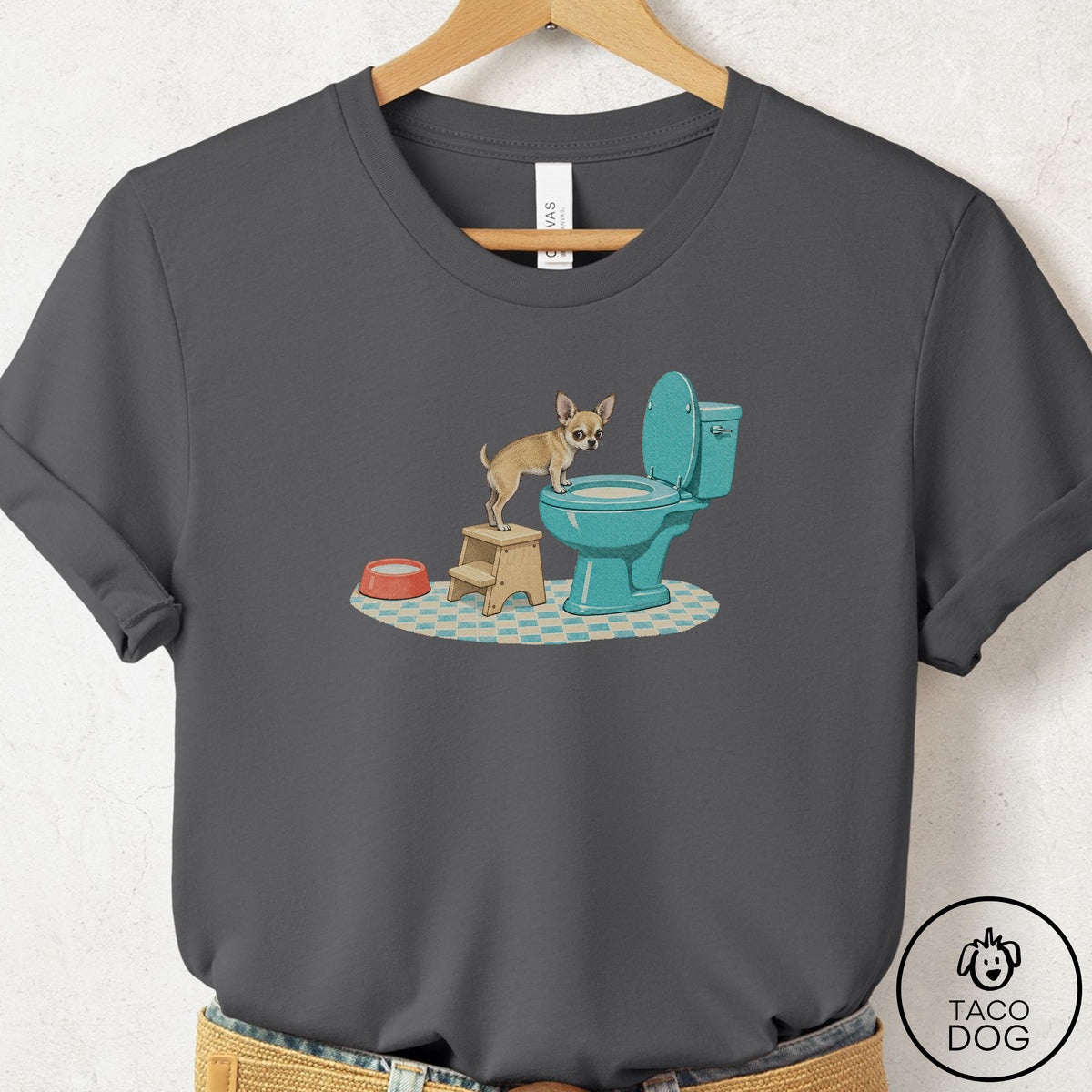 Chihuahua Toilet T-Shirt Asphalt Taco-Dog