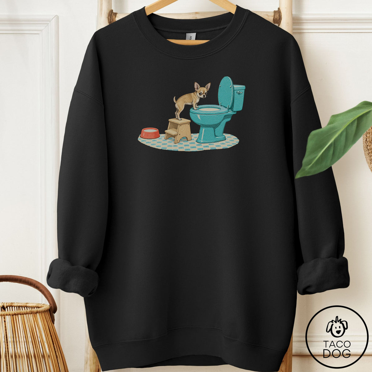Chihuahua Toilet Sweatshirt Black Taco-Dog