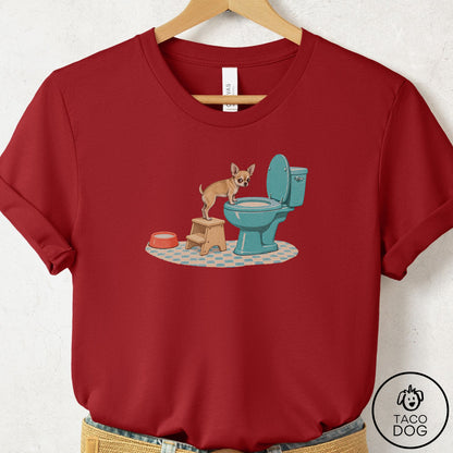 Chihuahua Toilet T-Shirt Canvas Red Taco-Dog