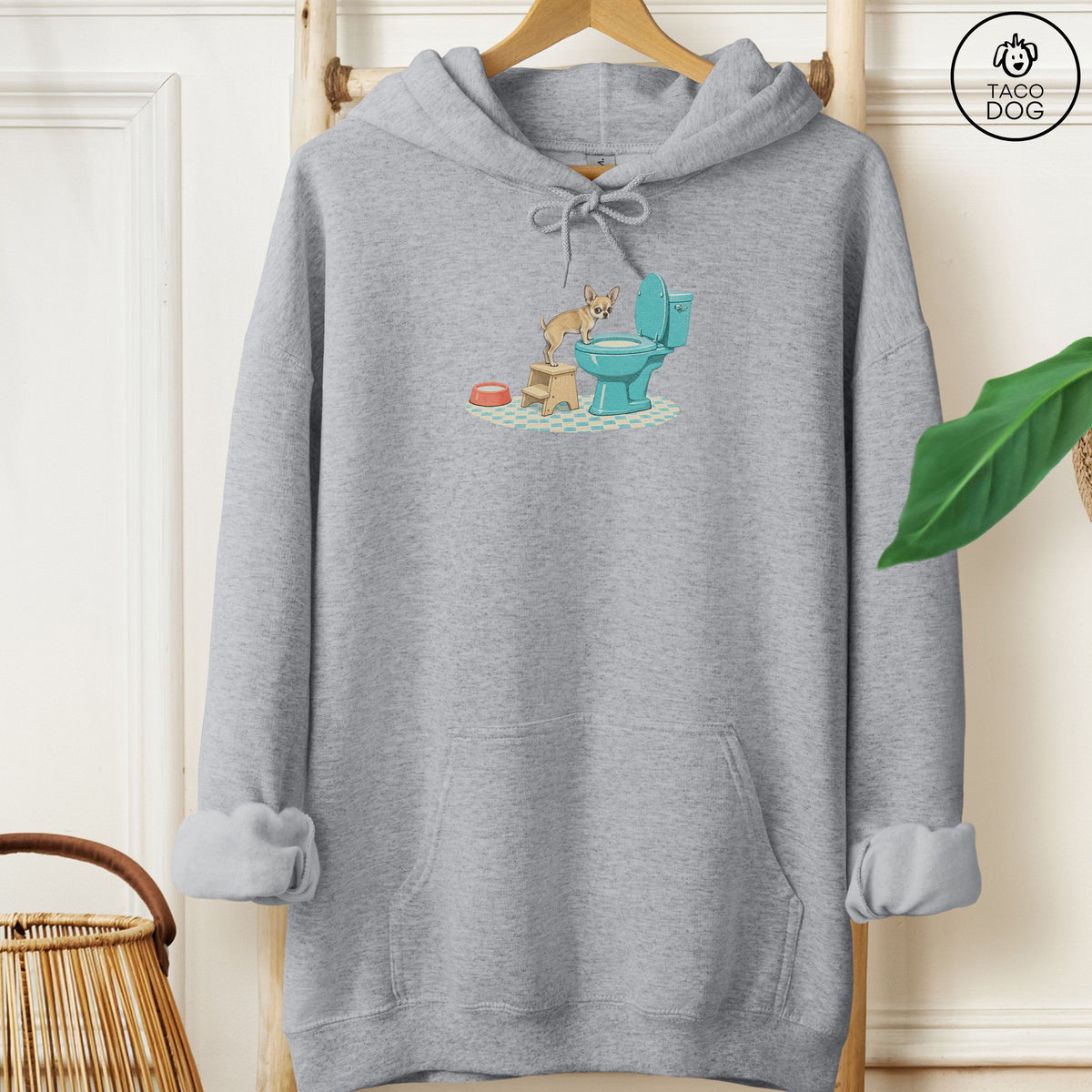 Chihuahua Toilet Hoodie Graphite Heather Taco-Dog
