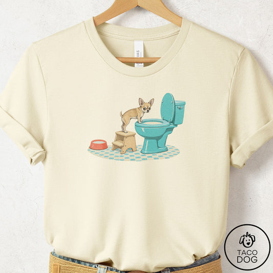 Chihuahua Toilet T-Shirt Natural Taco-Dog