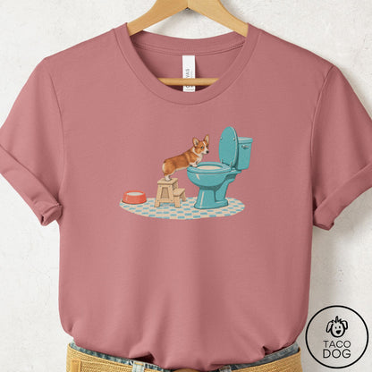 Corgi Toilet T-Shirt Mauve Taco-Dog