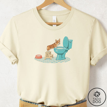 Corgi Toilet T-Shirt Natural Taco-Dog