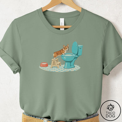 Corgi Toilet T-Shirt Sage Taco-Dog