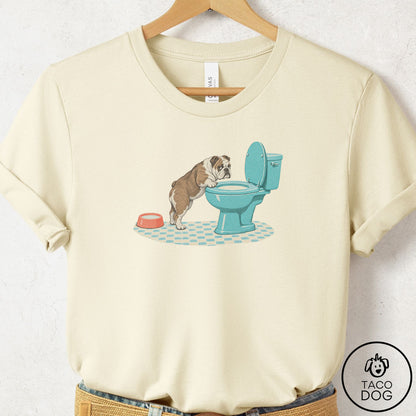 English Bulldog Toilet T-Shirt Natural Taco-Dog