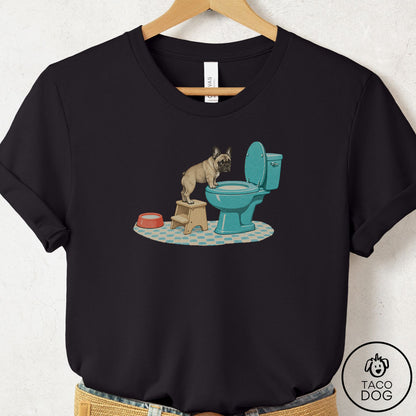 French Bulldog Frenchie Toilet T-Shirt Black Taco-Dog