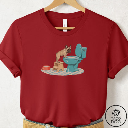 French Bulldog Frenchie Toilet T-Shirt Canvas Red Taco-Dog