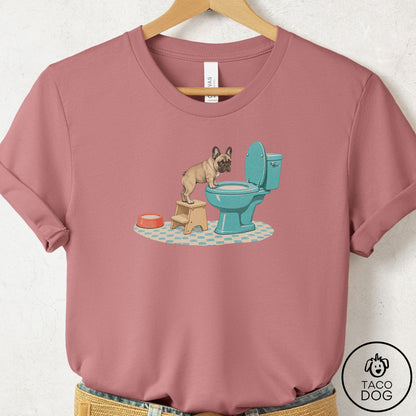 French Bulldog Frenchie Toilet T-Shirt Mauve Taco-Dog
