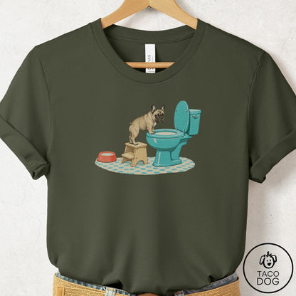 French Bulldog Frenchie Toilet T-Shirt Military Green Taco-Dog