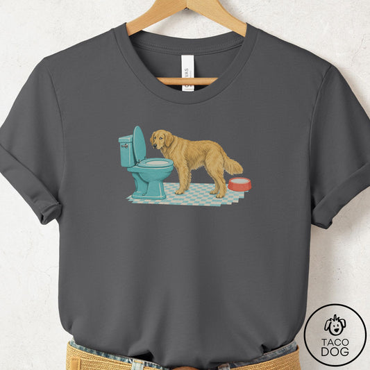 Golden Retriever Toilet T-Shirt Asphalt Taco-Dog