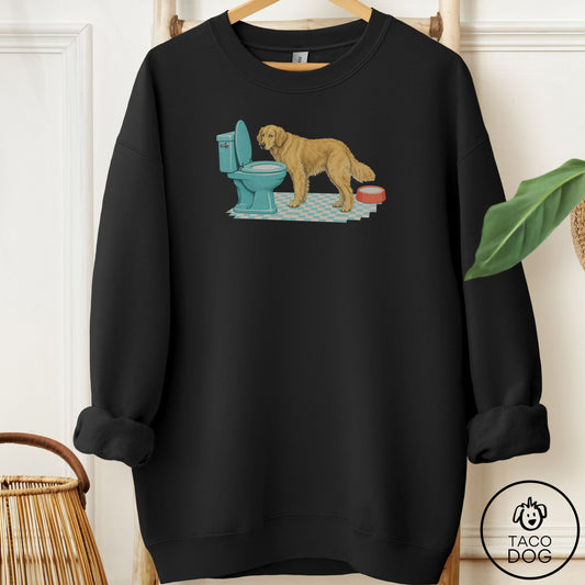 Golden Retriever Toilet Sweatshirt Black Taco-Dog